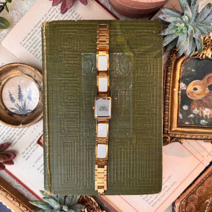 Gold Watch with Pearl Like Band