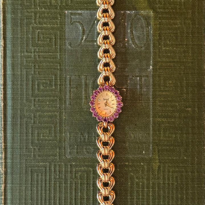 Extremely Rare Gold Nicolet Watch with Genuine Gemstones