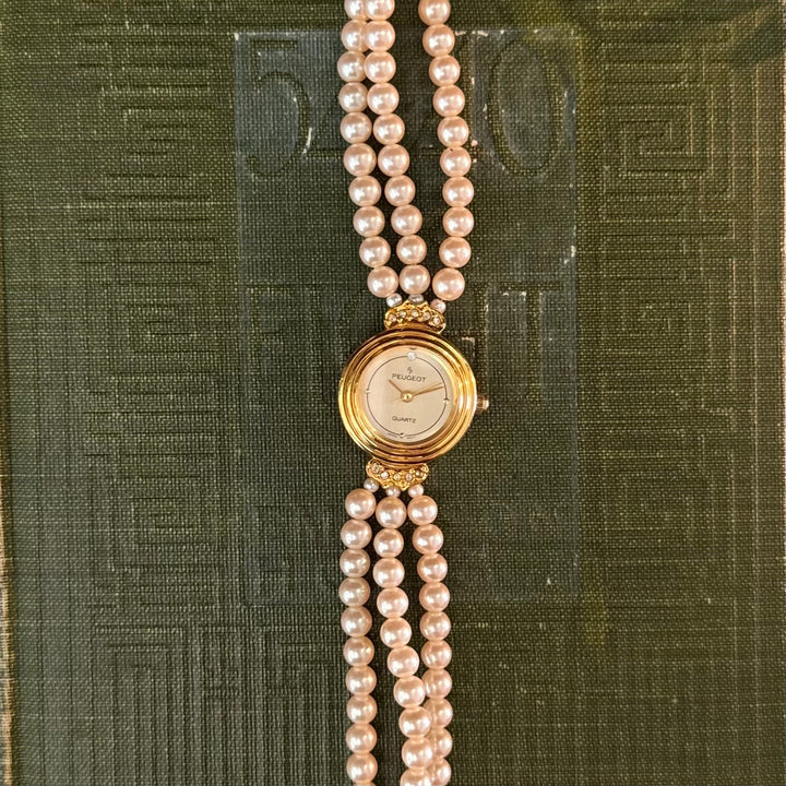 Gold Pearl String Watch
