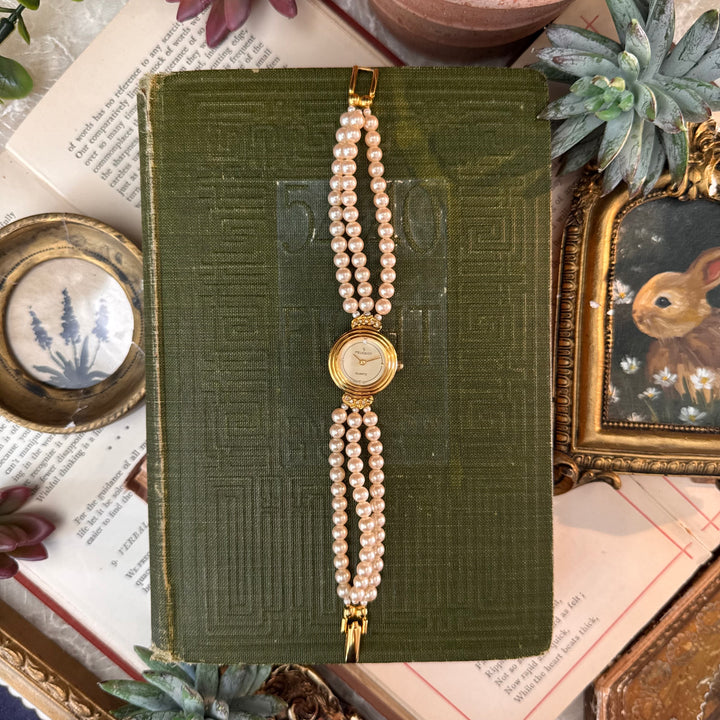 Gold Pearl String Watch