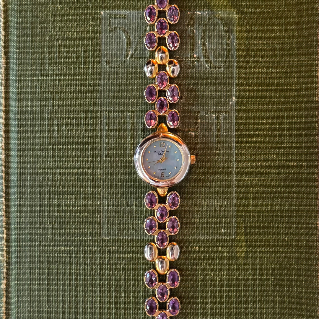 Gold Watch with Purple Stones