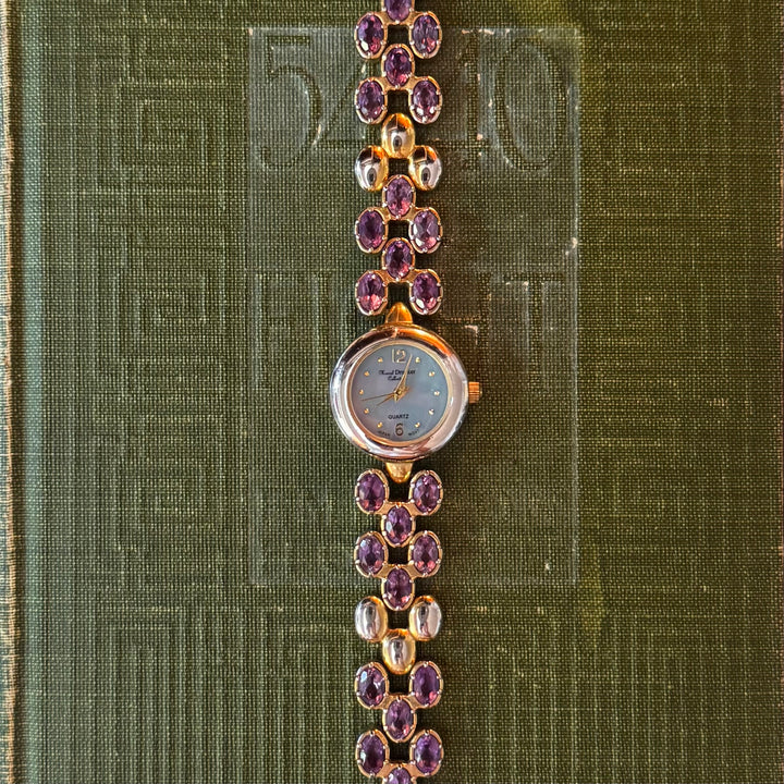 Gold Watch with Purple Stones