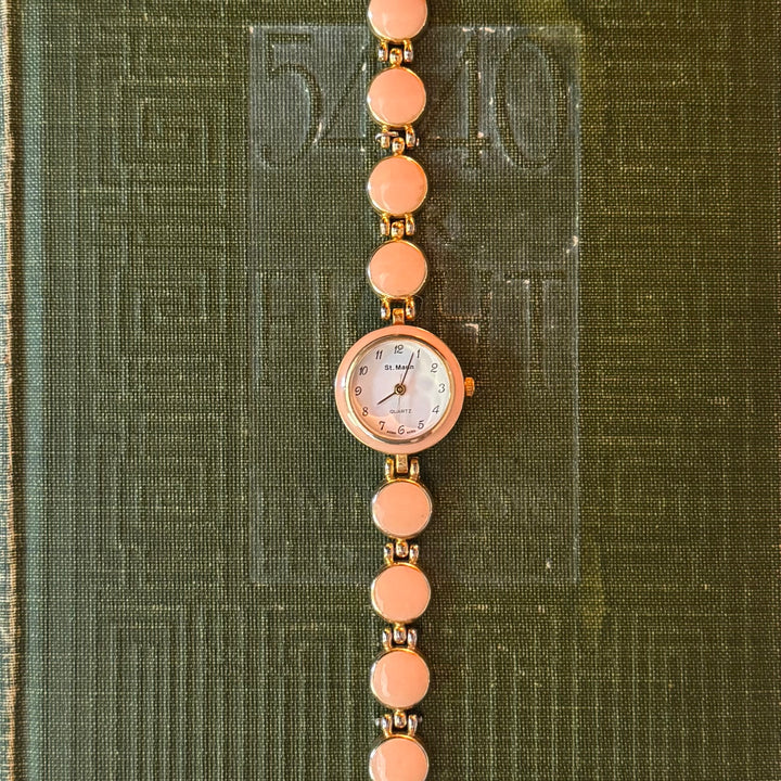 Gold Watch with Pink Accents