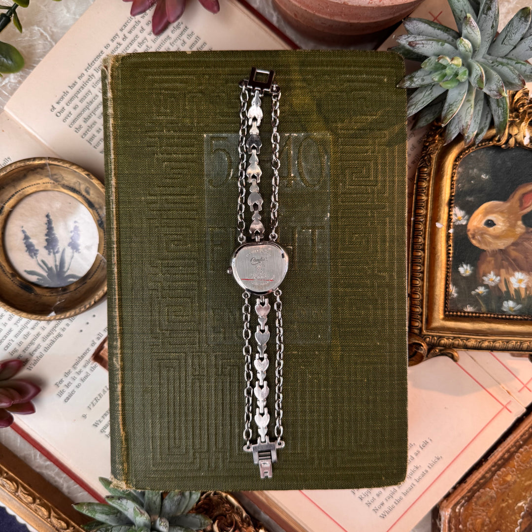 Silver Heart Watch with Pink Face