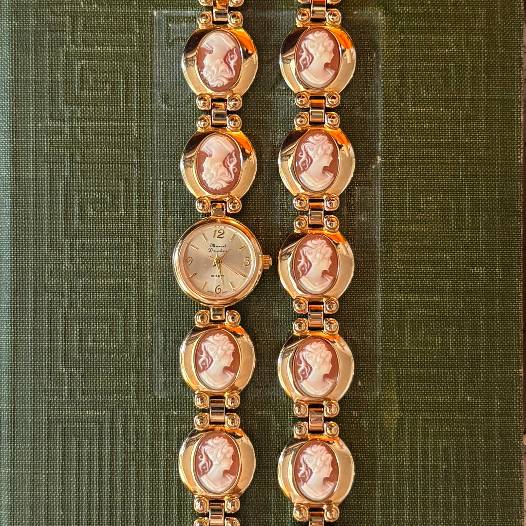Gold Cameo Watch with Matching Bracelet