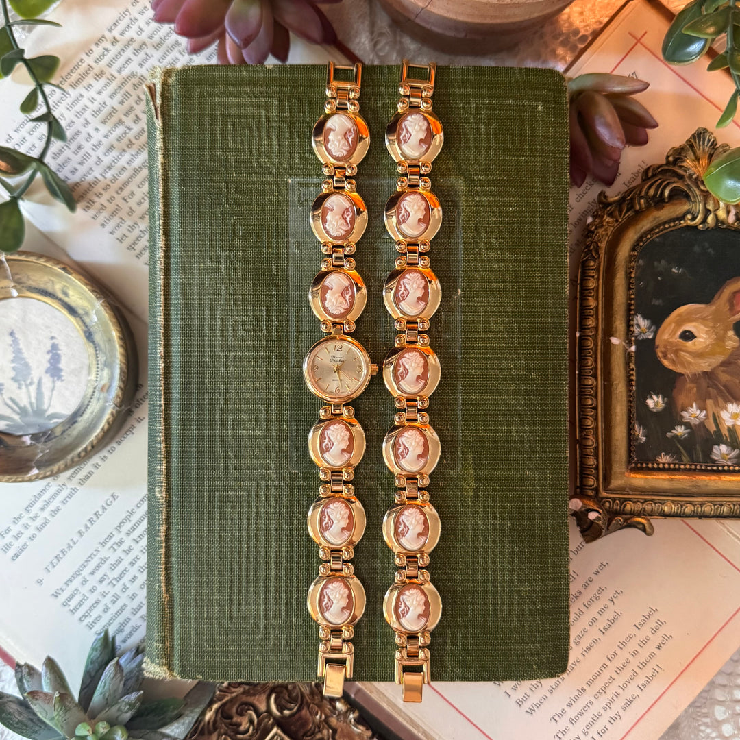 Gold Cameo Watch with Matching Bracelet