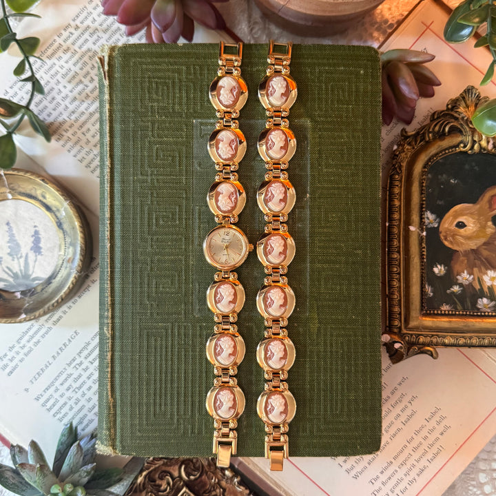 Gold Cameo Watch with Matching Bracelet