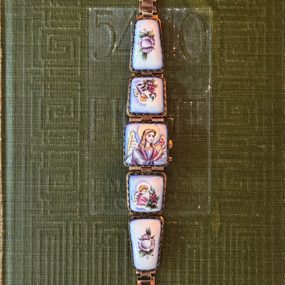 Rare Gold Hand Painted Enamel Watch