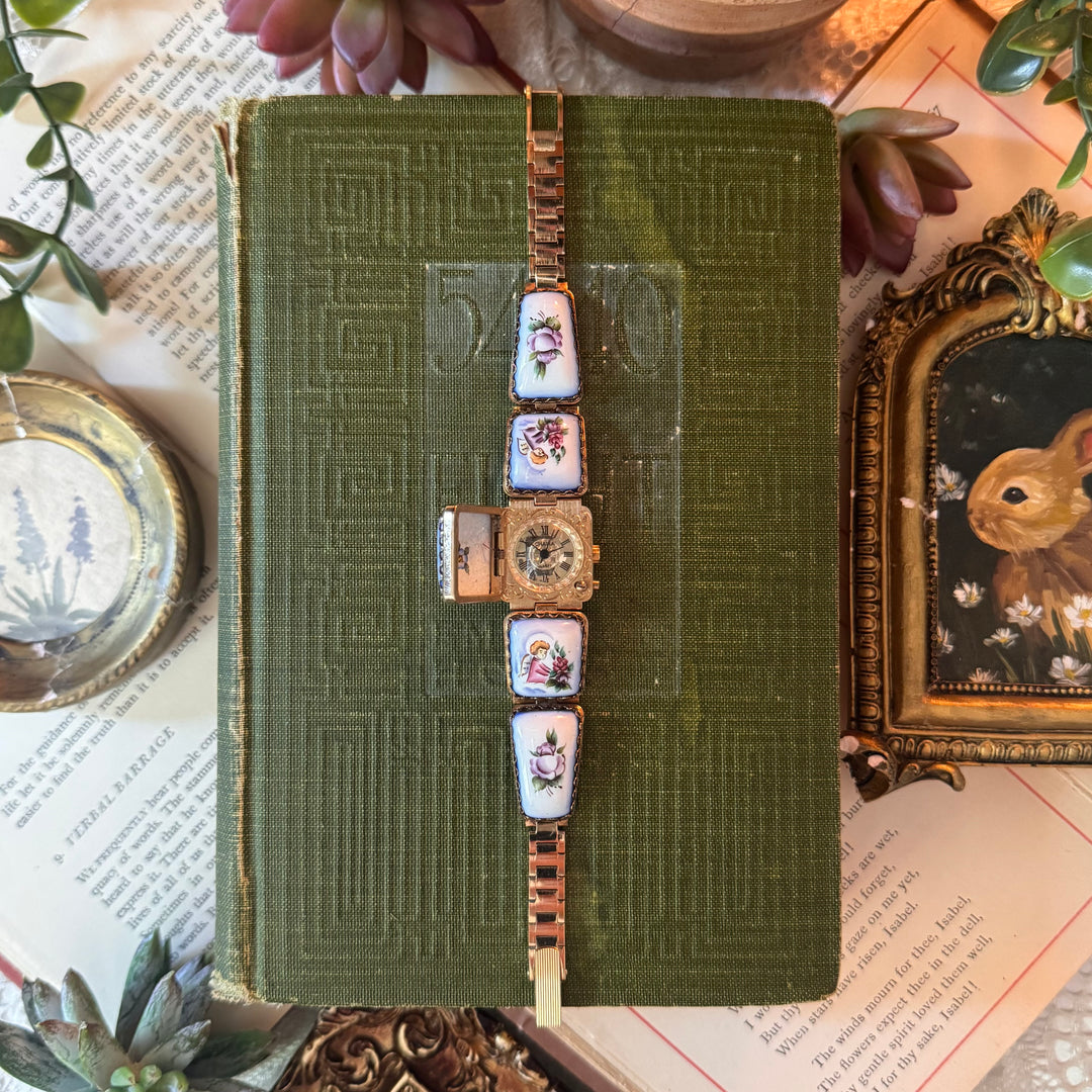 Rare Gold Hand Painted Enamel Watch