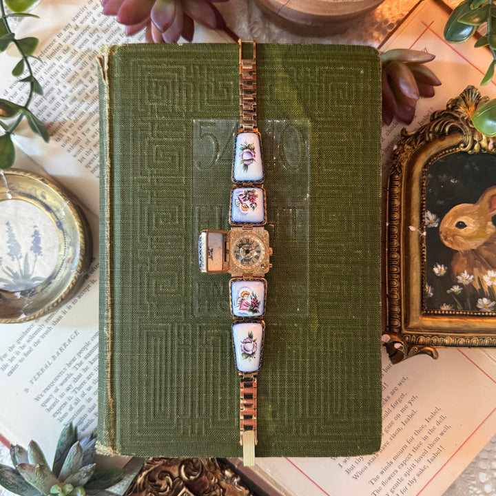 Rare Gold Hand Painted Enamel Watch