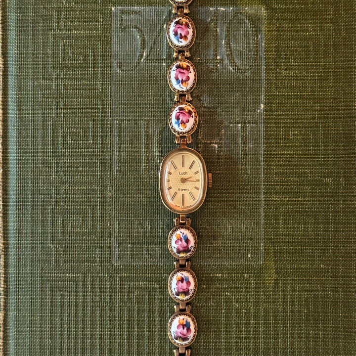 Gold Hand Painted Enamel Watch