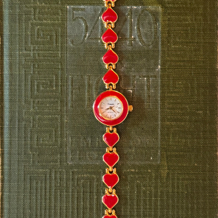 Gold Red Heart Watch
