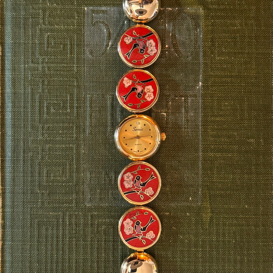 Gold Watch with Bird Accents