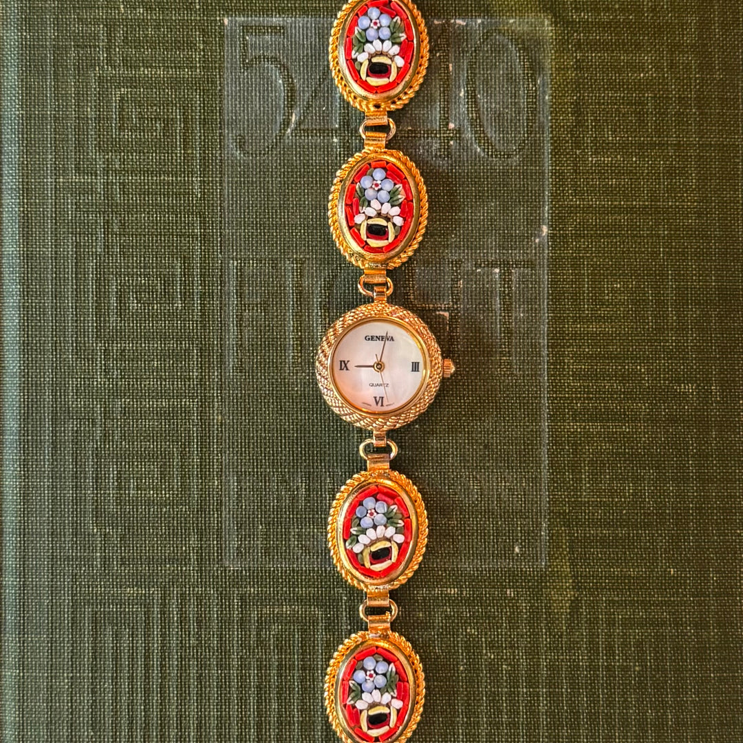 Repurposed Gold Italian Micro Mosaic Watch