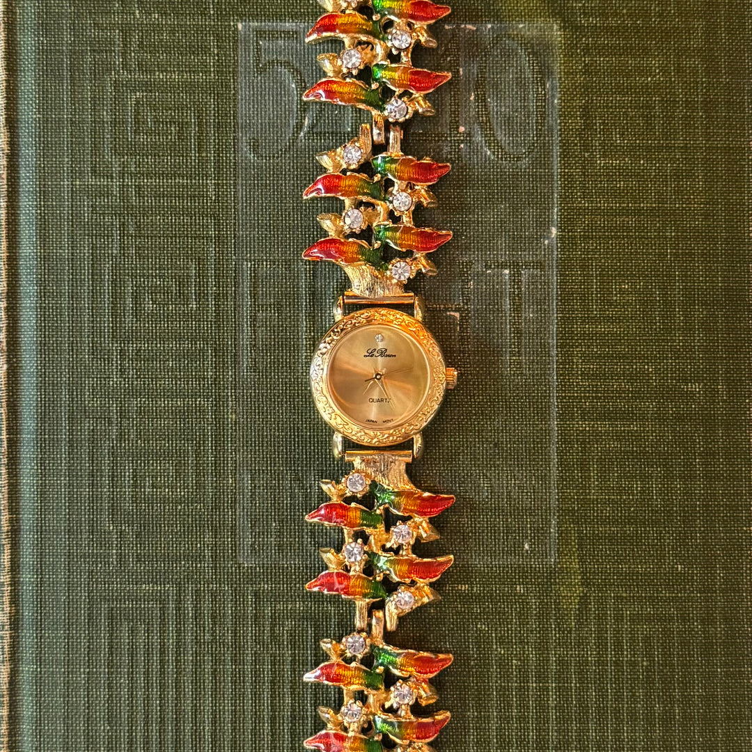 Gold Multicolored Leaf Watch