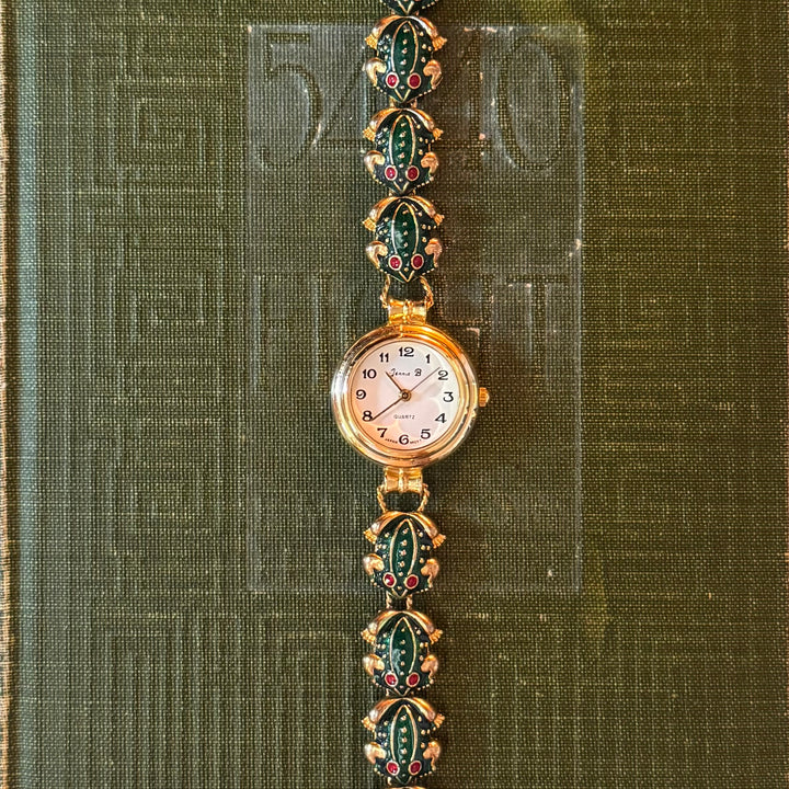 Repurposed Gold Frog Charm Watch