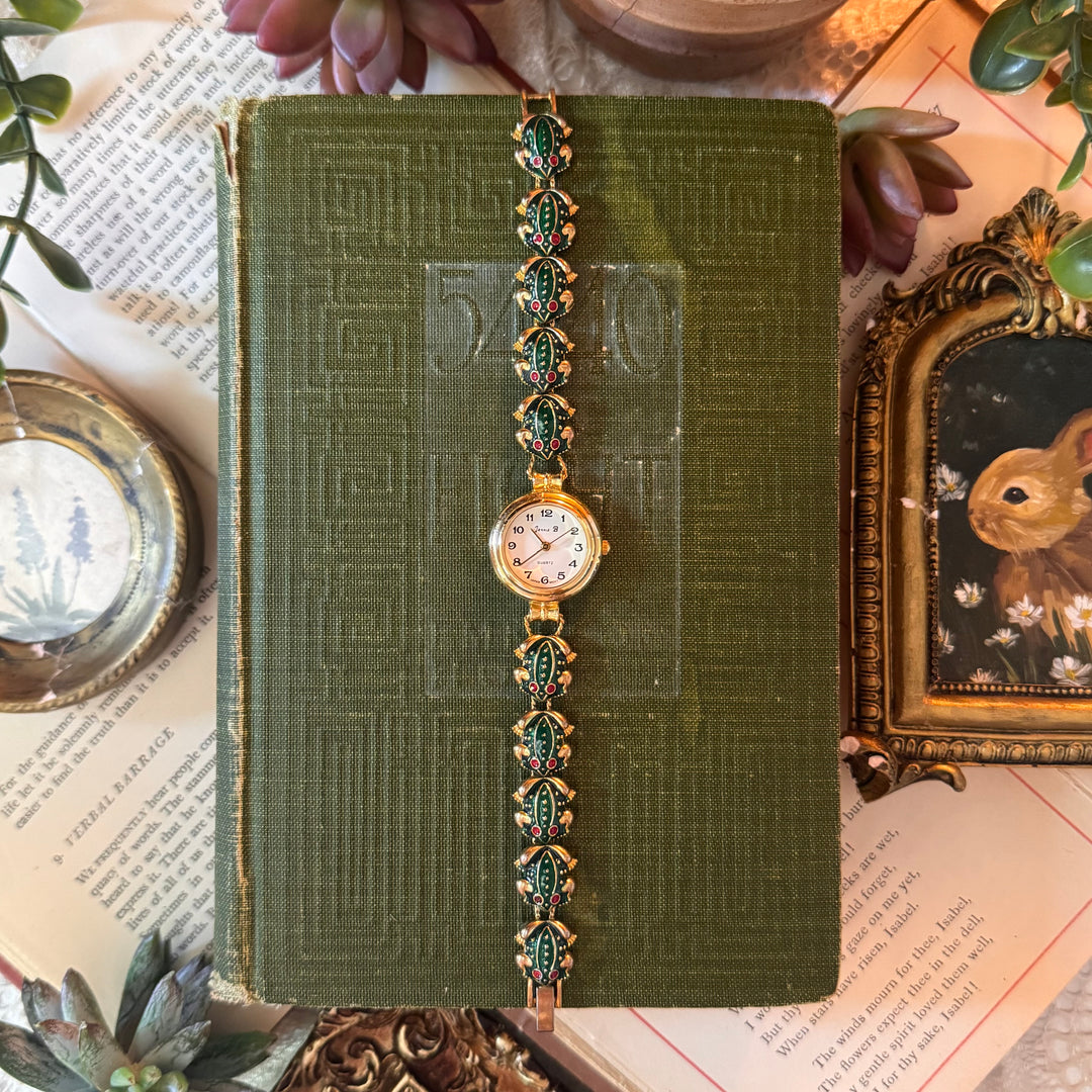 Repurposed Gold Frog Charm Watch