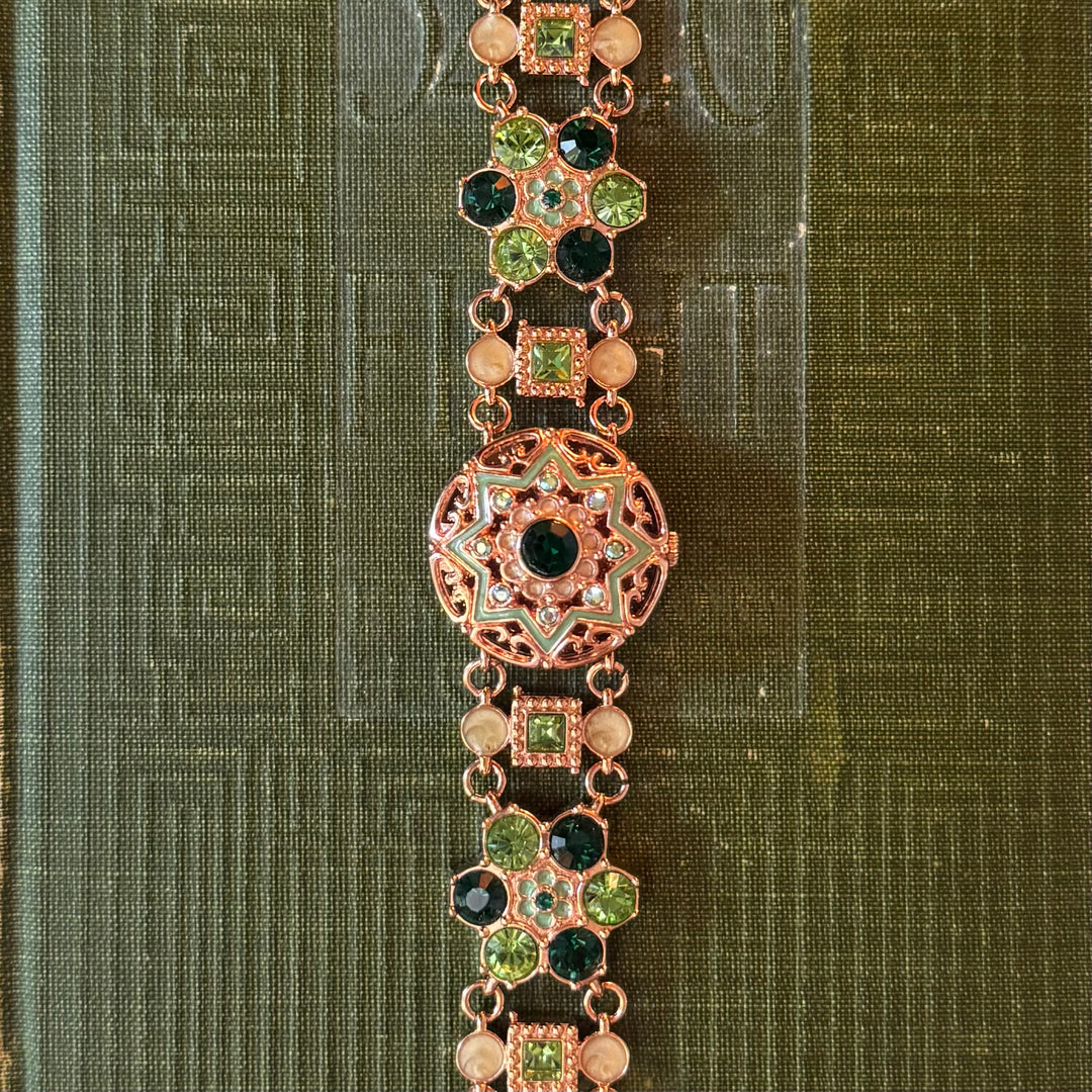 Rose Gold Peekaboo Watch with Multicolored Rhinestones