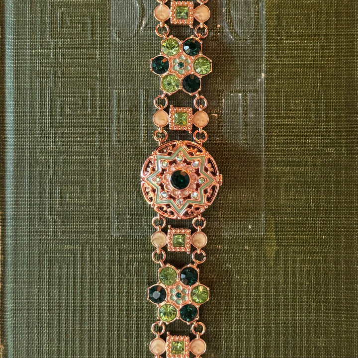 Rose Gold Peekaboo Watch with Multicolored Rhinestones