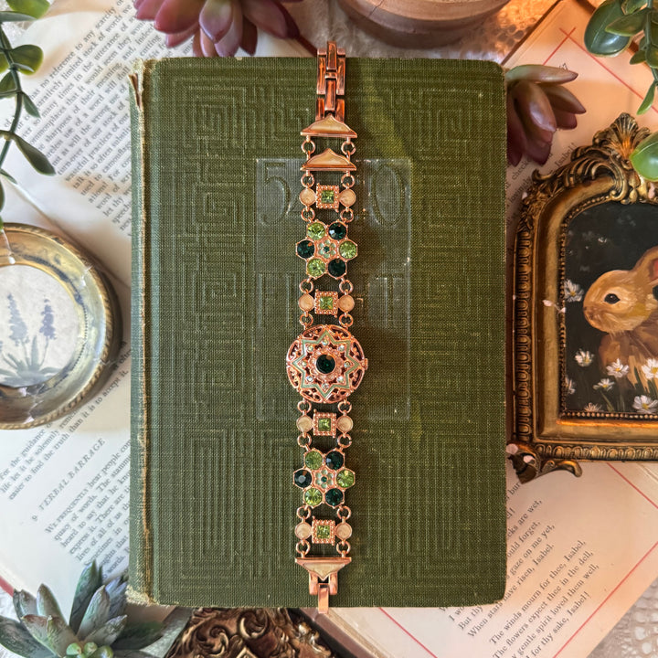 Rose Gold Peekaboo Watch with Multicolored Rhinestones