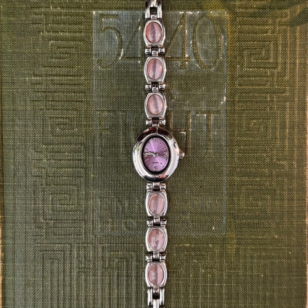 Silver Watch with Pink Accents