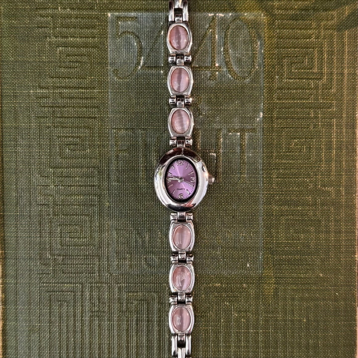 Silver Watch with Pink Accents