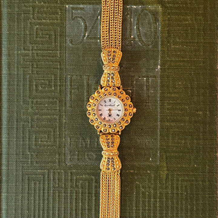 Gold Watch with Rhinestones