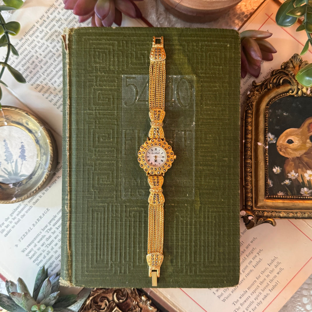 Gold Watch with Rhinestones