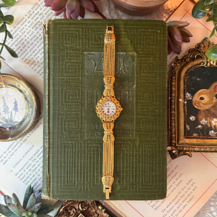 Gold Watch with Rhinestones