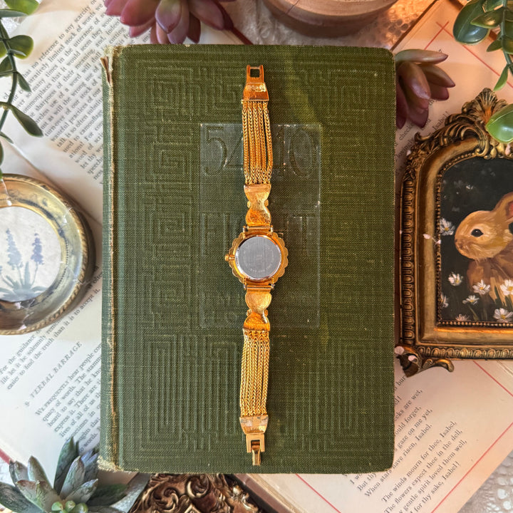 Gold Watch with Rhinestones