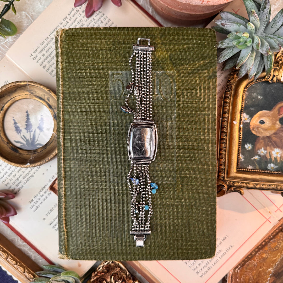 Silver Watch with blue Rhinestones