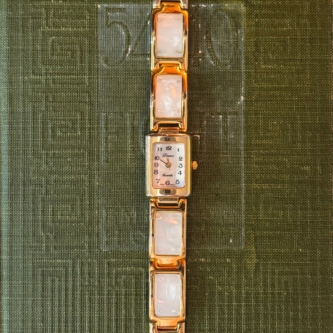 Gold Watch with Pearl Like Band