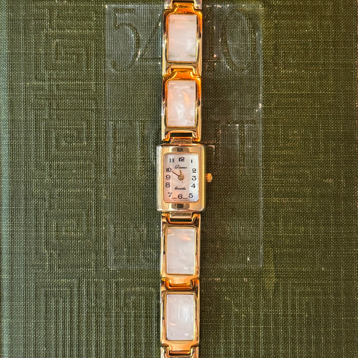 Gold Watch with Pearl Like Band
