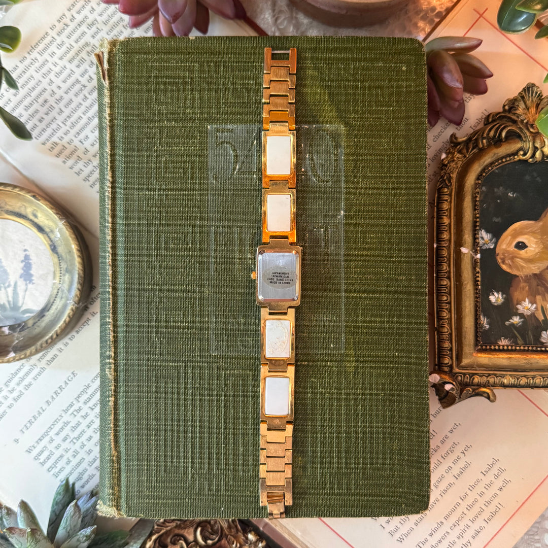 Gold Watch with Pearl Like Band