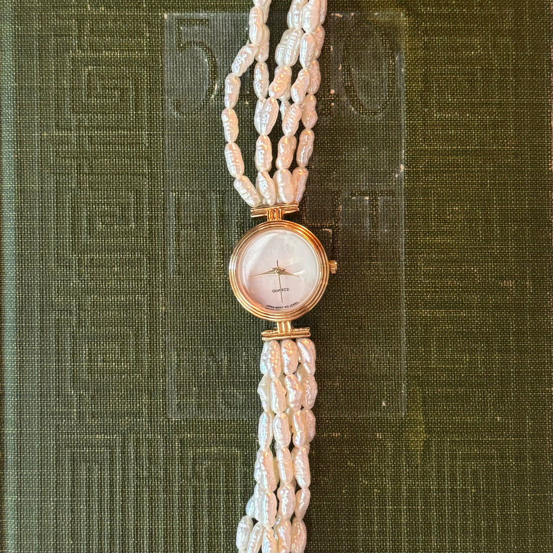 Gold Rice Bead Pearl Watch