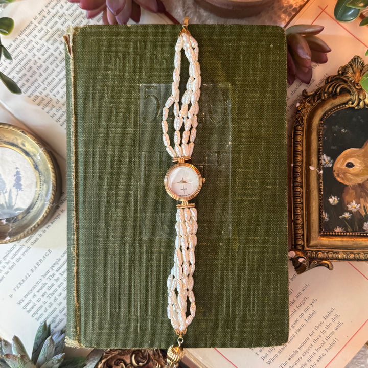 Gold Rice Bead Pearl Watch