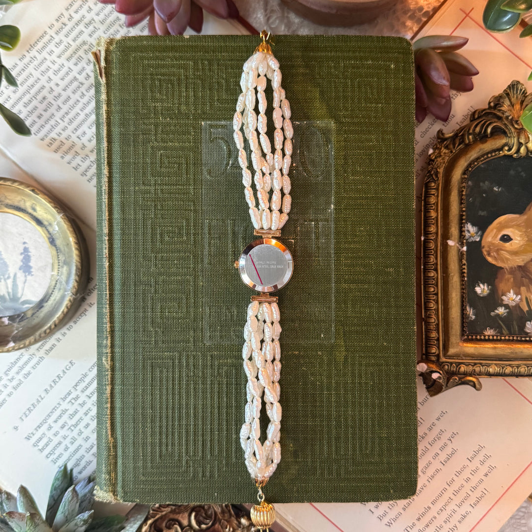 Gold Rice Bead Pearl Watch