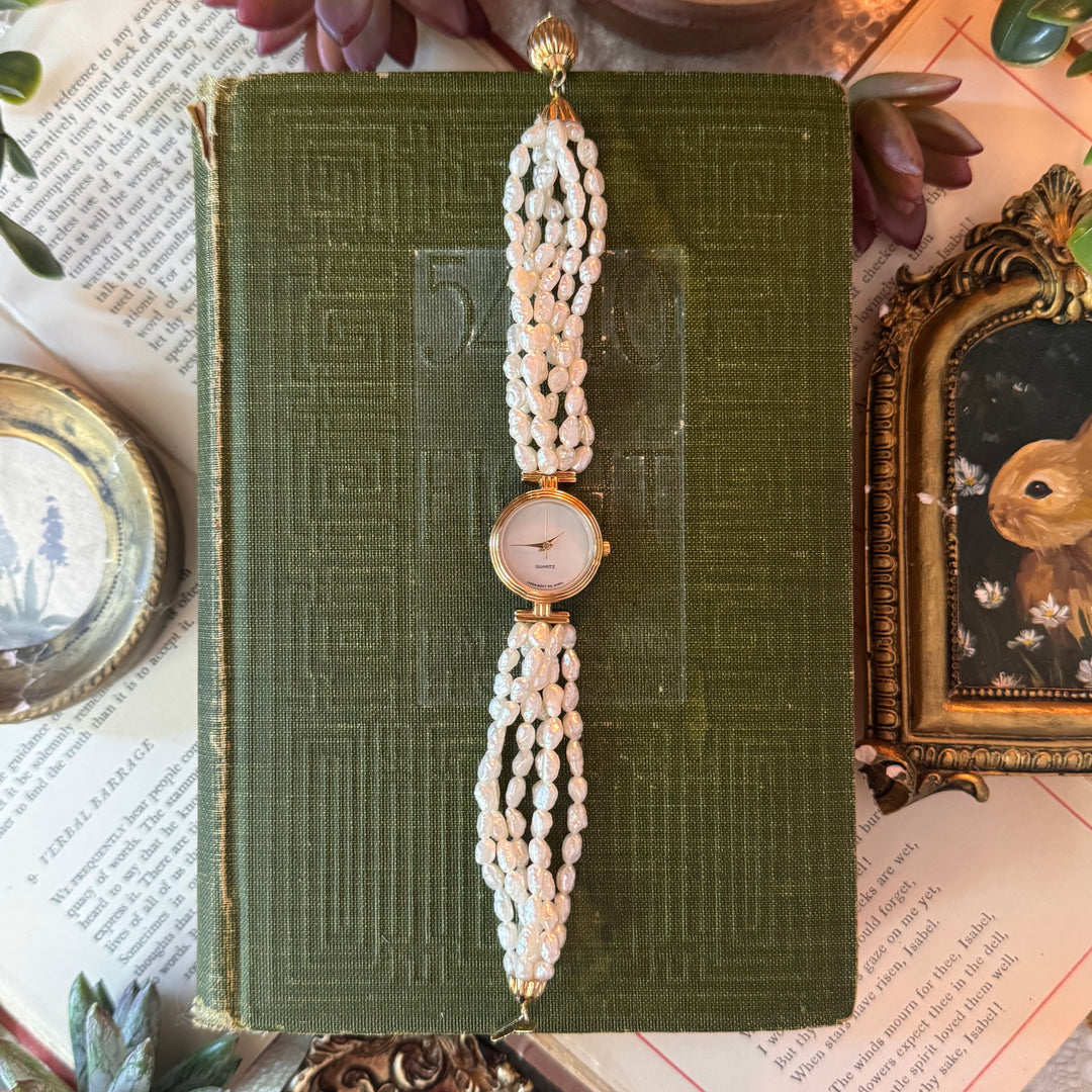 Gold Rice Bead Pearl Watch