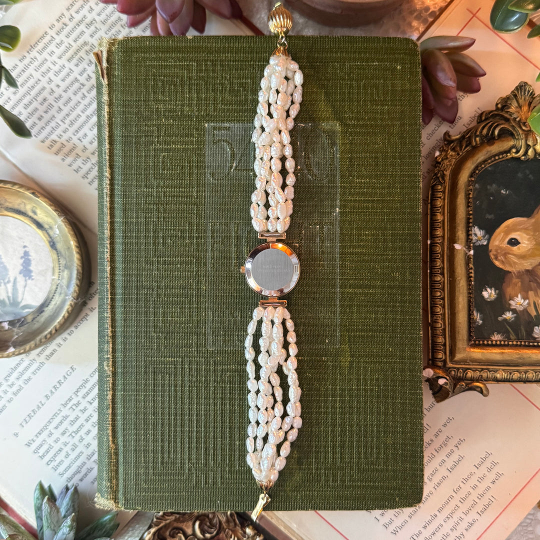 Gold Rice Bead Pearl Watch