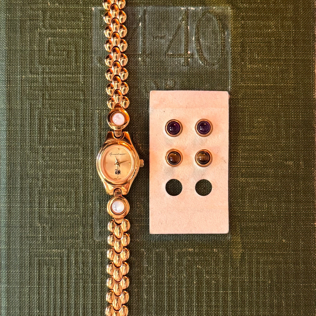 Gold Watch with Interchangeable Stones