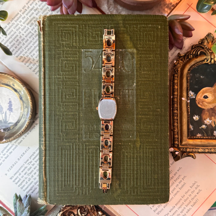 Gold Watch with Multicolored Stones