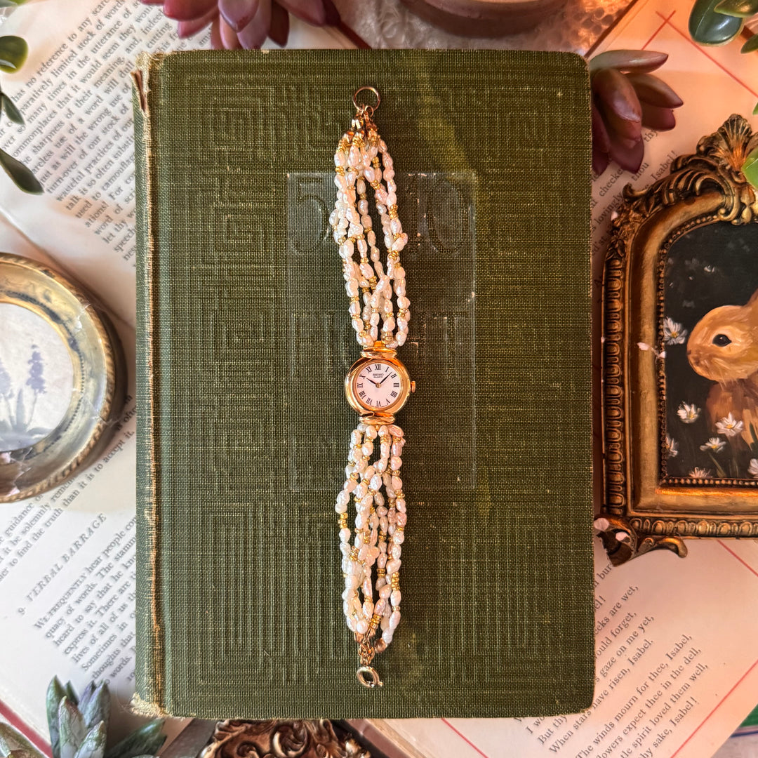 Gold Handmade Pearl String Watch