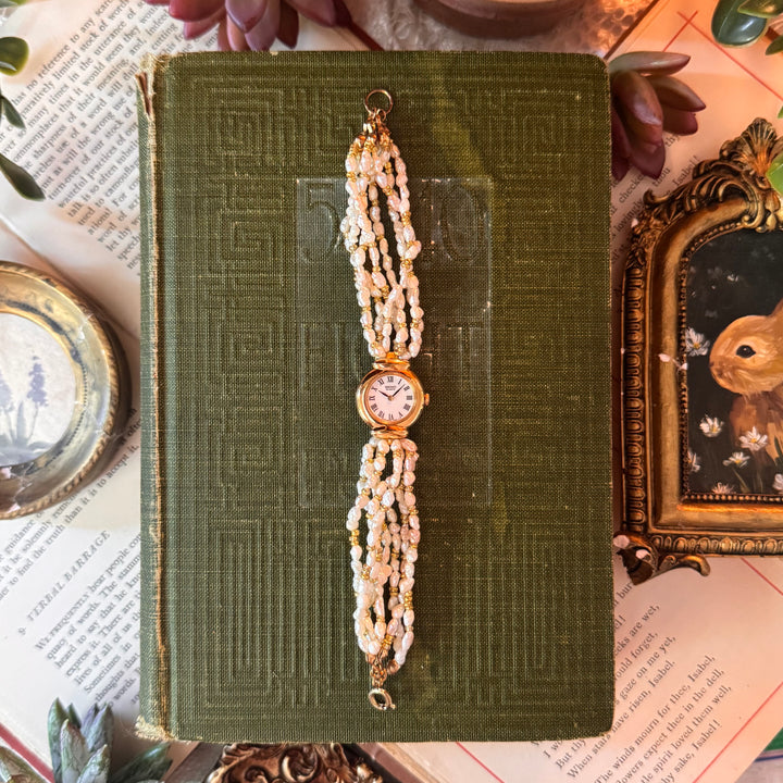 Gold Handmade Pearl String Watch