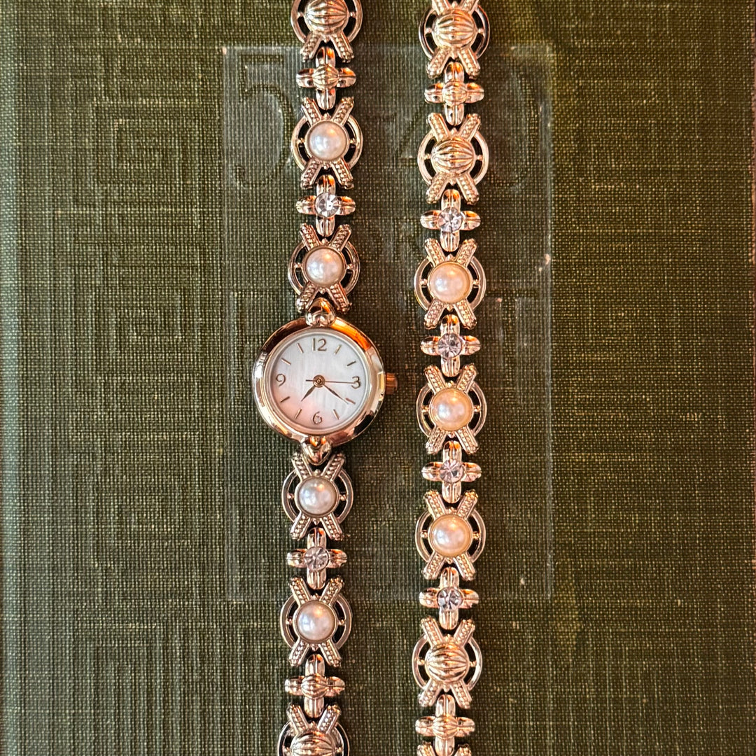 Gold Pearl Watch with Matching Bracelet
