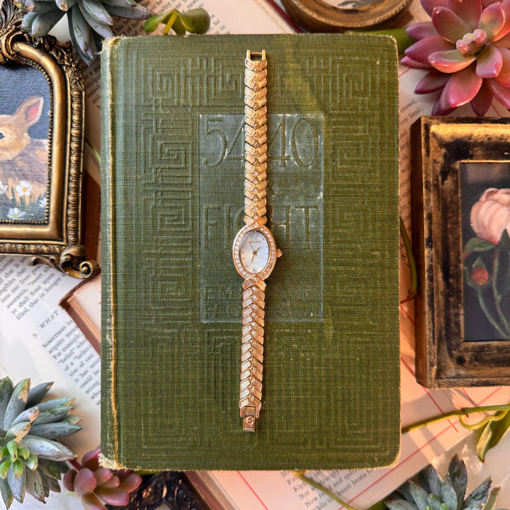 Gold Watch with Rhinestones