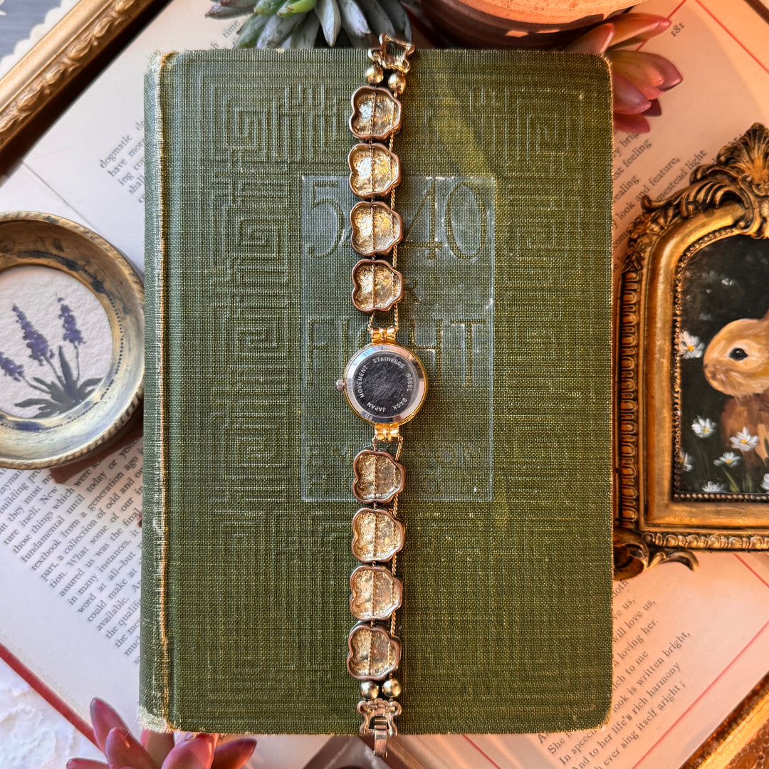 Gold Rare Pansy Charm Watch