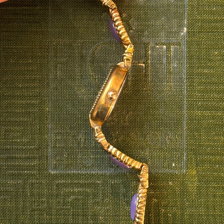 Gold Watch with Purple Cabochon Stones
