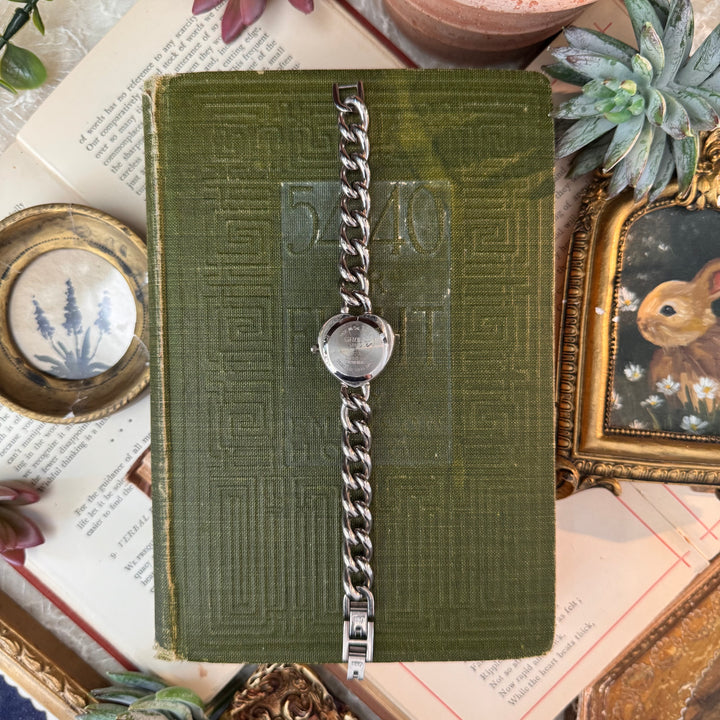 Silver Heart Watch with Rhinestones