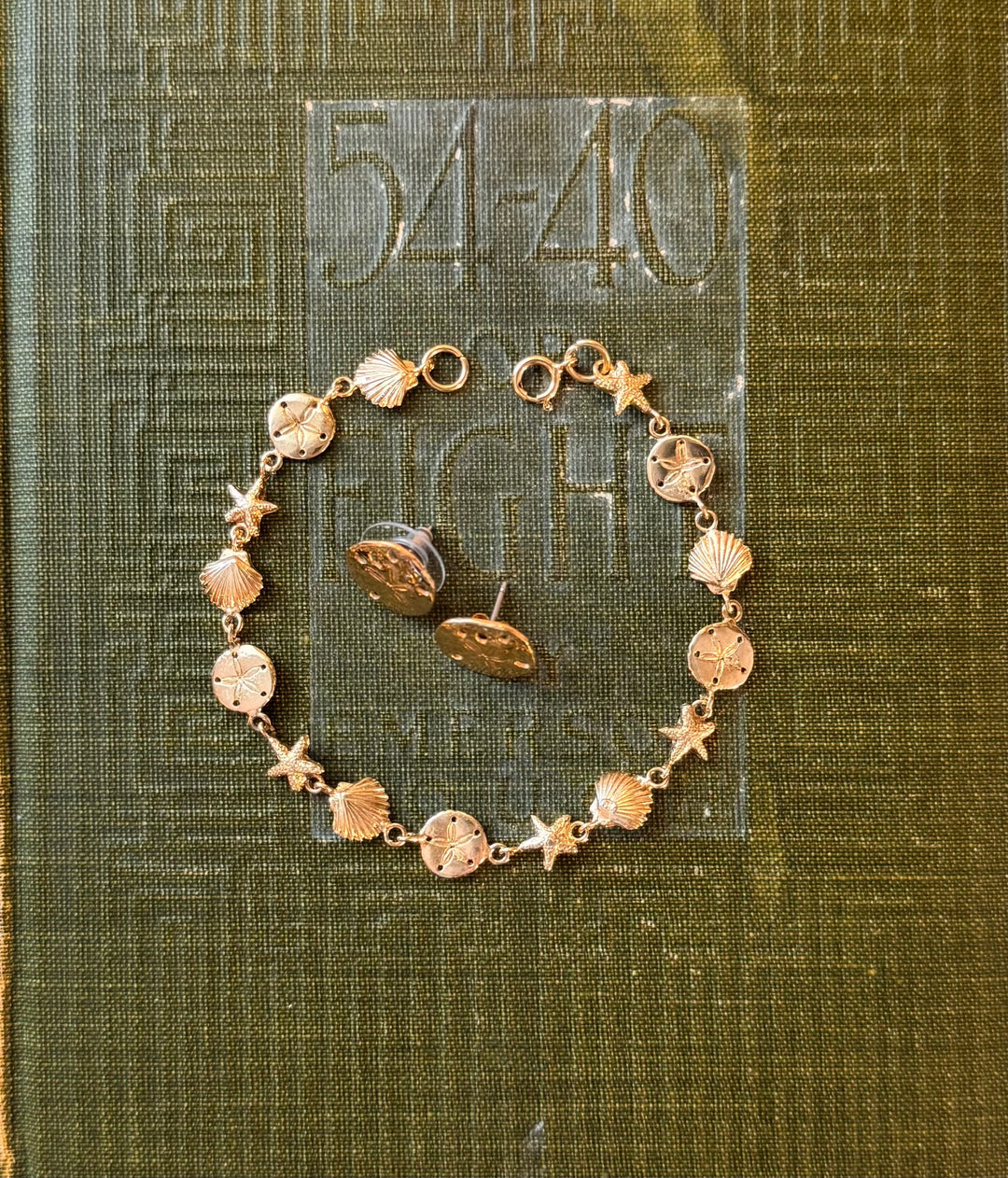 Gold Beach Theme Bracelet and Earrings