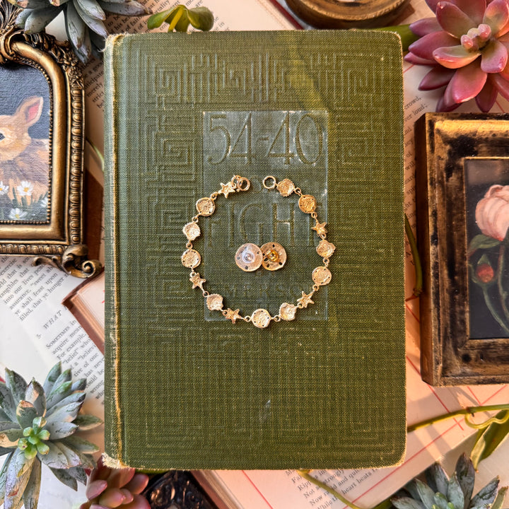 Gold Beach Theme Bracelet and Earrings